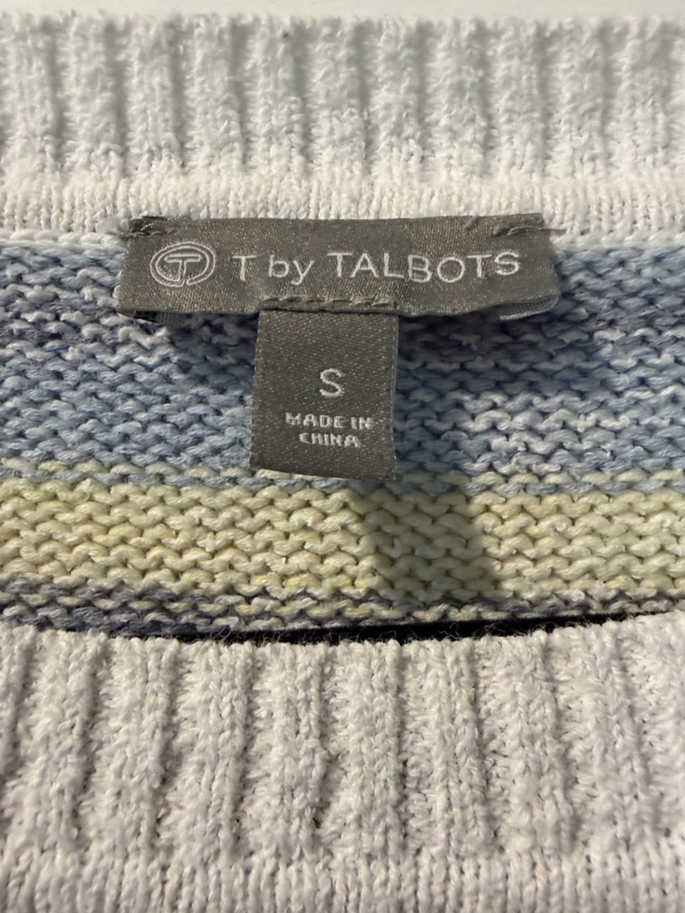 Talbots Pastel Striped Crewneck Sweater in Blue, Yellow & White - Picture 3 of 10